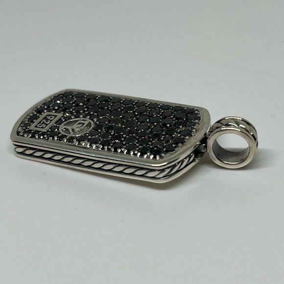 David Yurman dog tag pendent with black diamonds - Picture 4 of 7